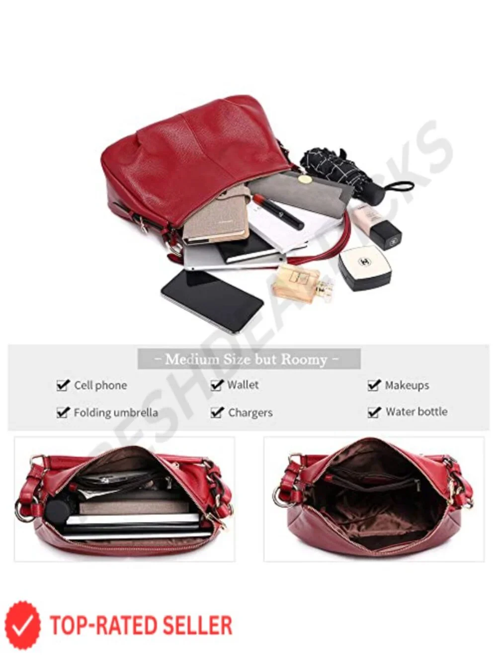 Vintage Leather Hobo Bag for Women Adjustable Handle Top Grain Cowhide Purse